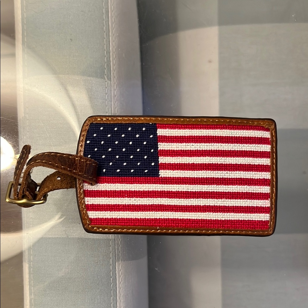 American Flag Needlepoint Luggage Tag